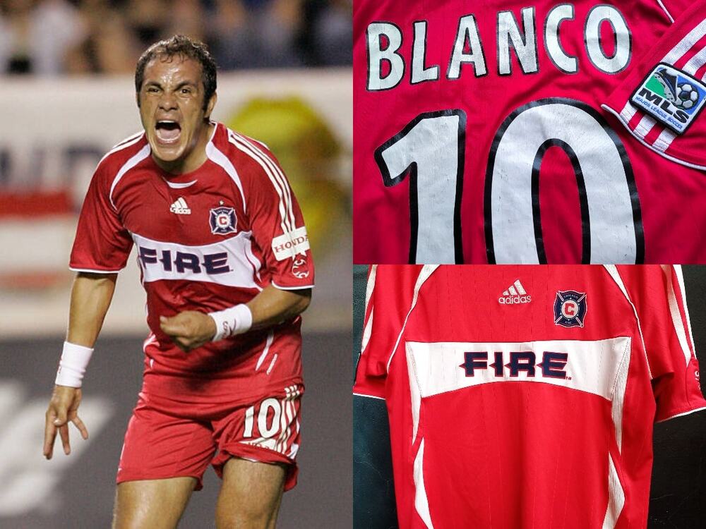 Cuauhtemoc BLANCO #10 Chicago Fire ADIDAS 2007 jersey S red home MLS soccer vtg